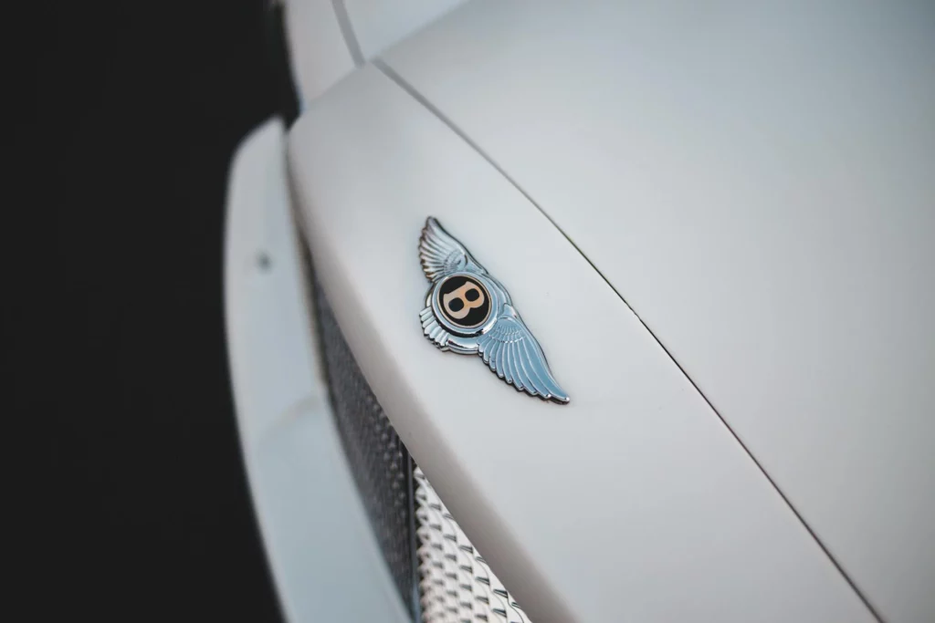 White bentley luxury car.