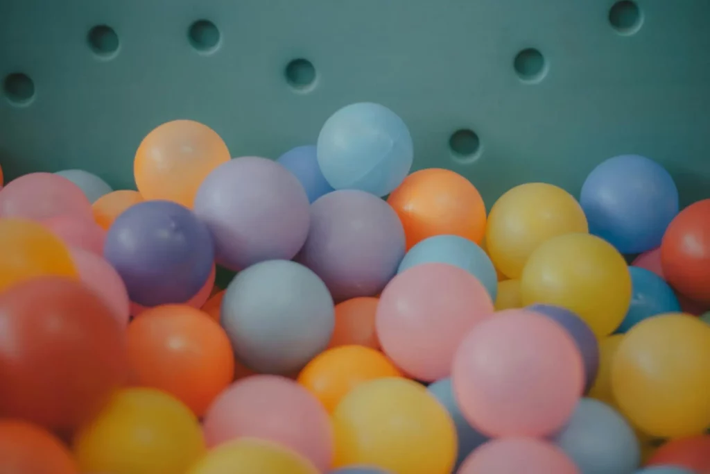 Colorful balls in ball pit.