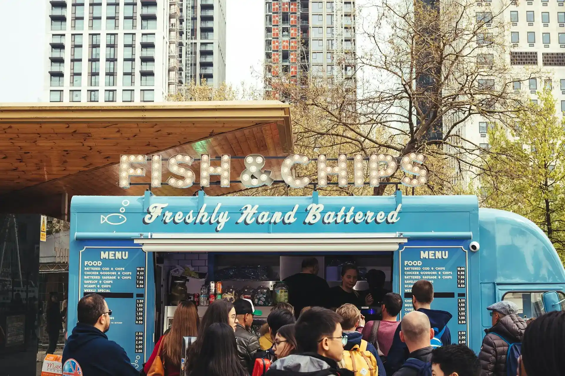 Food truck selling fish and chips
